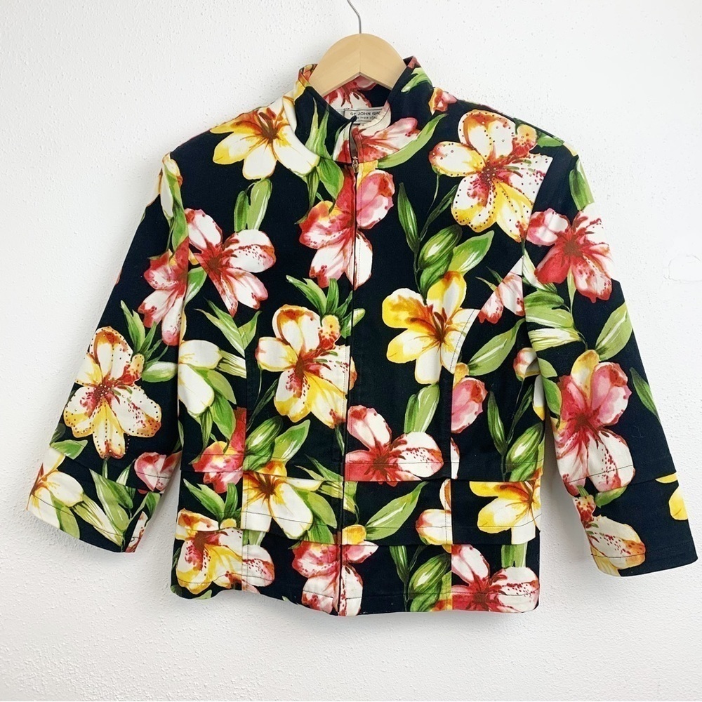 St. John Sport Cotton Floral Print Jacket